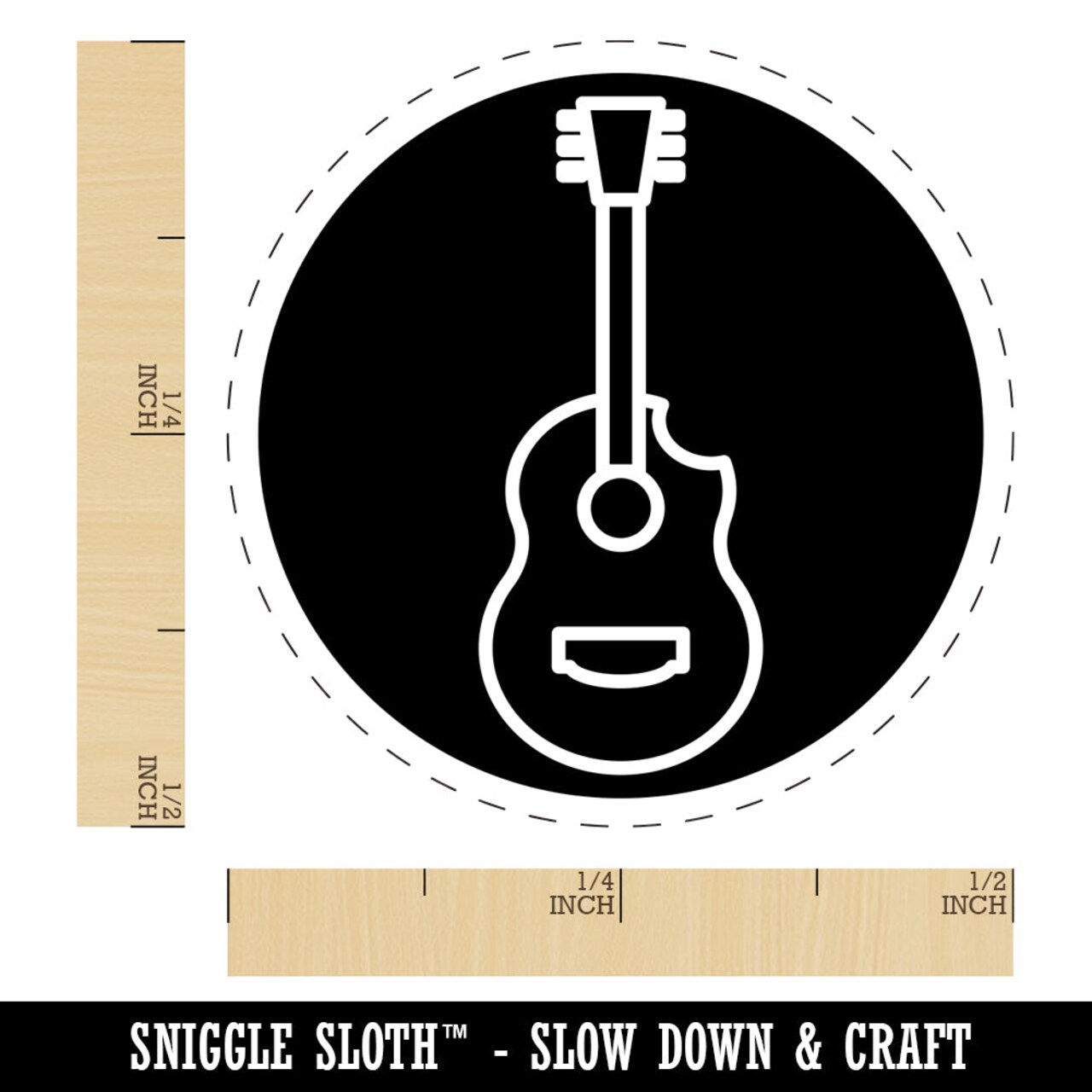 Guitar in Circle Music Self-Inking Rubber Stamp for Stamping Crafting Planners